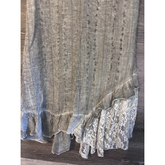 Cottagecore Aziza Dress Sz M Lace Boho Ivory Asymmetrical Mini Grunge Cotton - Picture 8 of 9